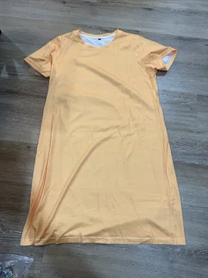 Women’s Short Sleeve Peach Casual T-Shirt Dress thumbnail 1