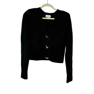 & Other Stories Paris Atelier Mohair Wool Cardigan S Black Gold Dinosaur Buttons thumbnail 3