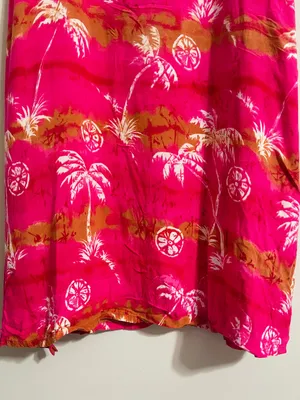 Vtg Desert Jems Hawaiian Boho Maxi Dress Rayon L Tropical 90s Pink Palm Print thumbnail 4