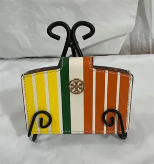 Tory Burch Robinson Stripe Accordion Card Case  EUC thumbnail 1