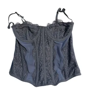Out From Under Corset Top Bustier Blue Lace Mesh Boning Coquette Aesthetic M Med thumbnail 1
