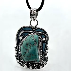 Blister Stabilized Turquoise Pendant 2” Blue thumbnail 14