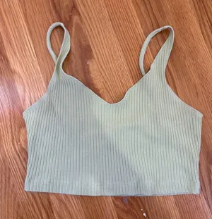 Reformation Sage Green Ribbed Crop Cami V-Neck Tank Top Medium‎ thumbnail 1
