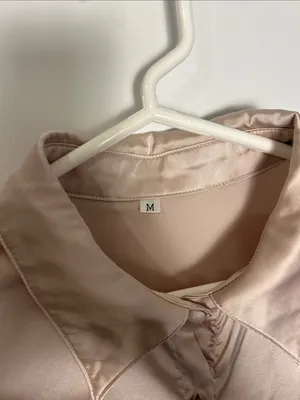 Amazon Women's Satin Button-Up Blouse in Champagne thumbnail 4