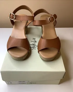 Style & Co Size 6 Anddreas Platform Block-Heel Sandals, Brown, Women, Preloved thumbnail 1