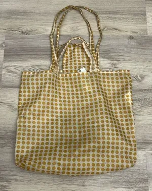 Ikea Gold & White Polka Dot SKYNKE Reusable Shopping Bag Approximately 14"X14.5" thumbnail 1