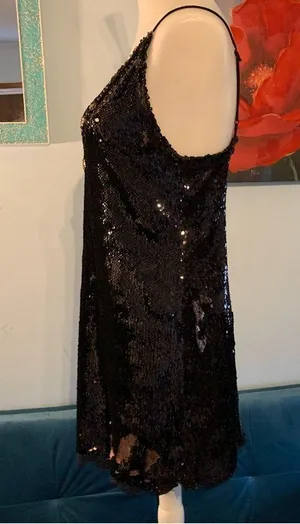 intimately free people S Small Little Black sequin Dress thumbnail 2