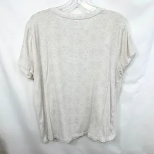 Athleta XL Top Short Sleeve Cotton Snakeskin White Cream Boxy Layering Base 593 thumbnail 2