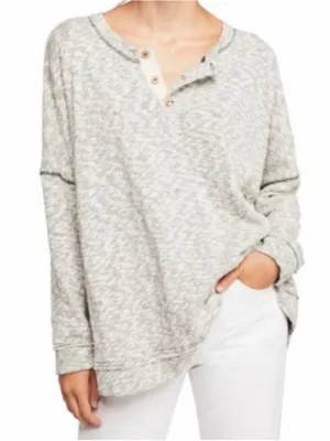 Free People Beach Women's Gray Endless Summer Sleep To Dream Shirt Casual Comfy thumbnail 7