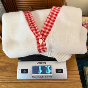 Vintage 60s 70s Arnold Palmer White Cardigan Sweater w/ Red Gingham Trim preppy thumbnail 10