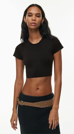 Sunday Best Aritzia Seamless Black Crop Top T-Shirt Basic Size XXS thumbnail 1