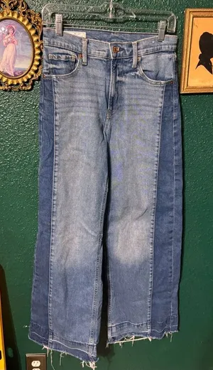 GAP WASHED BLUE HIGH RISE STRIDE TWO TONE FLARED LEG Jeans Womens 26/2 Denim Boh thumbnail 1