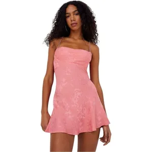 NWT For Love & Lemons Gabrielle Embellished Pink Open Back Mini Slip Dress Small thumbnail 3