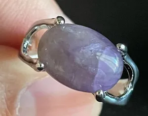 Purple amethyst S925 silver ring size 8 thumbnail 9