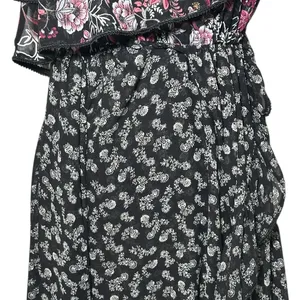 MISA Los Angeles One‎ Shoulder Floral Maxi Dress Black Pink Ruffle Medium USA thumbnail 4