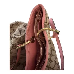 Gucci Vintage GG Canvas Tote Bag 120837 Pink Leather Gold Hardware Entrupy Auth thumbnail 10