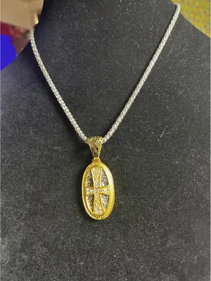 Vintage Necklace Trinity Broadcasting Network Cross Dual Tone Pendant thumbnail 2
