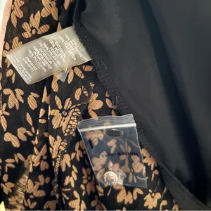 Tommy Hilfiger Crossover Hem Black Tan Floral Midi Dress‎ Sheer Chiffon Size 8 thumbnail 10