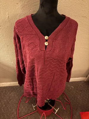 Chunky Cable Knit cranberry sweaterbu Harot woman’s si thumbnail 1