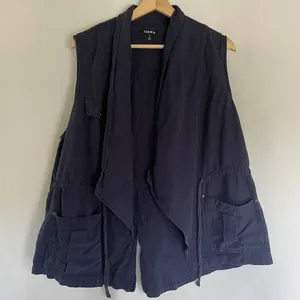 Torrid‎ linen rayon women's blue denim vest pockets size large casual comfort thumbnail 1