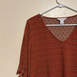 Liz Claiborne Orange Tie Front Relaxed Blouse thumbnail 6
