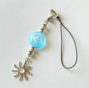 czech glass swirl shell & sun keychain/bag charm/accessory 🌀☀️ thumbnail 2