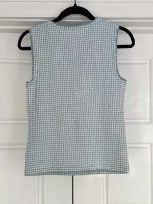 Gap Gingham Pointelle Shell Tank Top, Med thumbnail 3