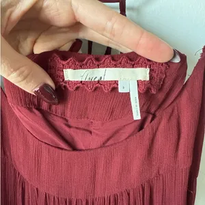 Anthropologie Floreat Saffa Chiffon Tiered Maxi Peasant Dress Women Size S Wine thumbnail 9