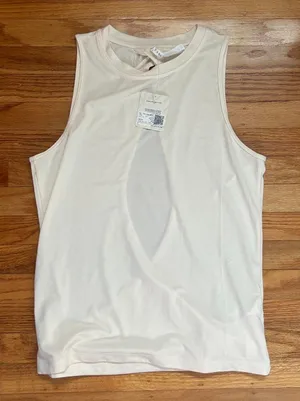 Fabletics Cream Open Back Tank Top thumbnail 1