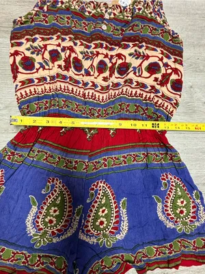 Earthbound Trading Co. Boho Blue Tan Paisley Floral Print Romper Womens Medium thumbnail 3