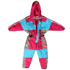 Vintage 90s Blue Pink Checkerboard Hooded Ski Suit One Piece Size S *GOOD* thumbnail 11