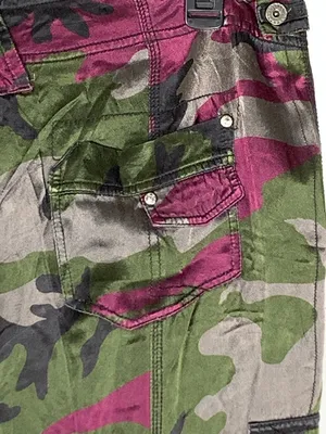 Marrakech Silky Cargo Pants 31 Pink Green Camo Utility Autumn Boho thumbnail 12