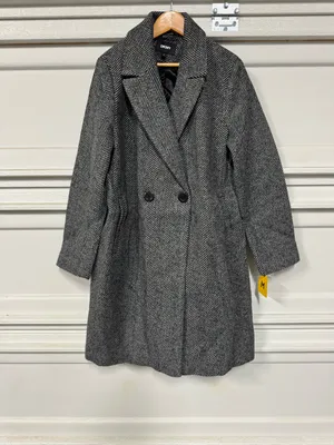 DKNY Women's HerringboneDouble Breasted Wool Blend Coat Medium New thumbnail 5