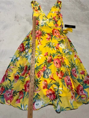 Lulus NWT tropic wonder yellow Floral Tie-Shoulder Midi Dress small thumbnail 5