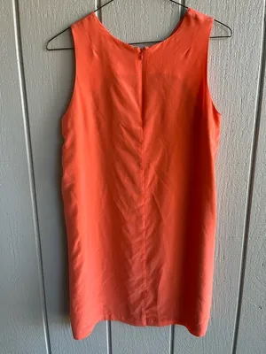 Amanda‎ Uprichard Silk Coral Orange Sleeveless Shift Mini Dress Size L thumbnail 5