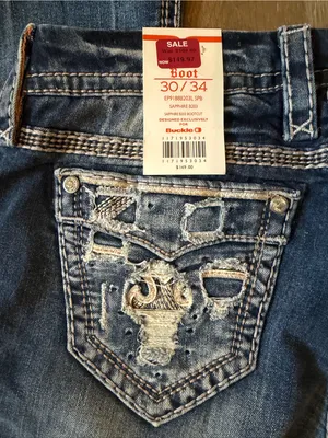 NWT Rock Revival sapphire Women's Dark Blue Embroidered Bootcut Jeans size 30X34 thumbnail 8