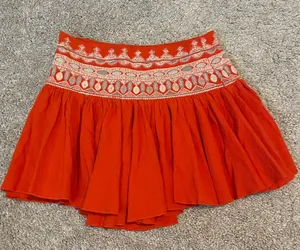Anthropologie Orange Embroidered skort thumbnail 5