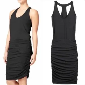Athleta Black Racerback Ruched Tank Body con Padded Dress Size Small Petite SP thumbnail 2