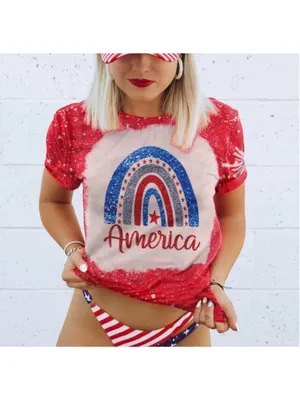 Rainbow American Flag Shirt Patriotic Shirt 4th of July Memorial Day Tshirt thumbnail 2