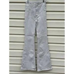 Free People We The Free Flare Jeans Women’s 25 High Rise Beige Stretch Boho thumbnail 3