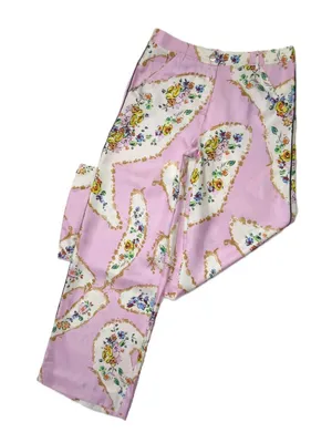 NWT Tory Burch Silk Cargo Pant in Pink Porcelain Floral Wide Leg Pants 4 thumbnail 6
