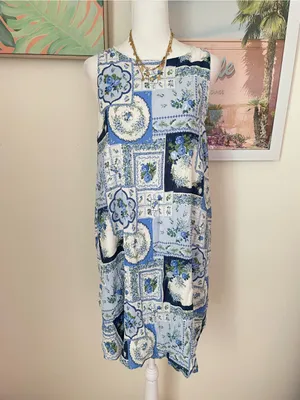 Abercrombie & Fitch Floral Patchwork Crinkle Swing Mini Dress in Large thumbnail 2