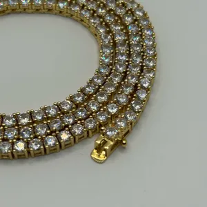 Kay Jewelers Moissanite Iced Out Tennis Chain Gold 3mm 22 Inches Brand New VVS1 Fast Ship thumbnail 3