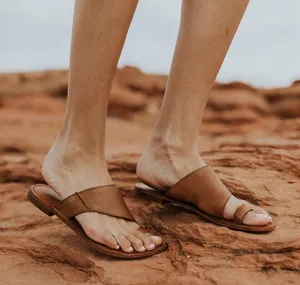 Free People Sant Antoni slide asymmetrical strap toe loop saddle brown 38 thumbnail 1