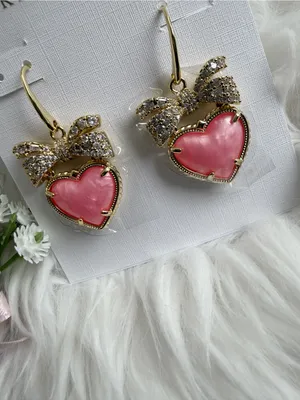 Kendra Scott HAISLEY HEART DROP EARRINGS GOLD BLUSH IVORY MOTHER OF PEARL thumbnail 2