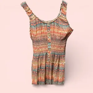Source Unknown Cute stretchy tiered shell button front maxi dress aztec boho breezy smocked thumbnail 4