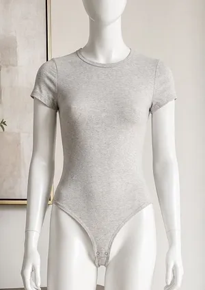 GAP Womens Bodysuit Gray Heather Short Sleeve Crew Neck XS thumbnail 1