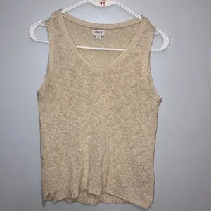 J. Crew Open Knit Cream V-neck Sleeveless Top Size XS Coquette #785 thumbnail 3