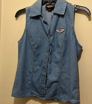 Harley Davidson Denim 100 Year Anniversary Vest Women’s Size Small thumbnail 4