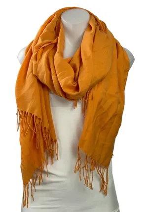 Pashmina Orange Coral Silk Cashmere Fringe Tassel Wrap Shawl Neck Scarf Size OS thumbnail 1